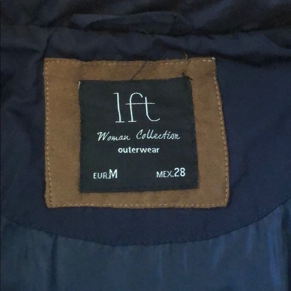 Quilted Navy Blue Jacket with Brown Piping - Picture 4 of 5